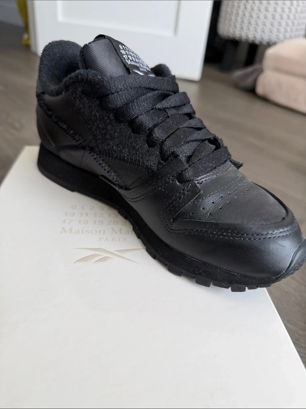 Maison Martin Margiela x Reebok Black Leather & Suede Women's Low-Top Sneakers